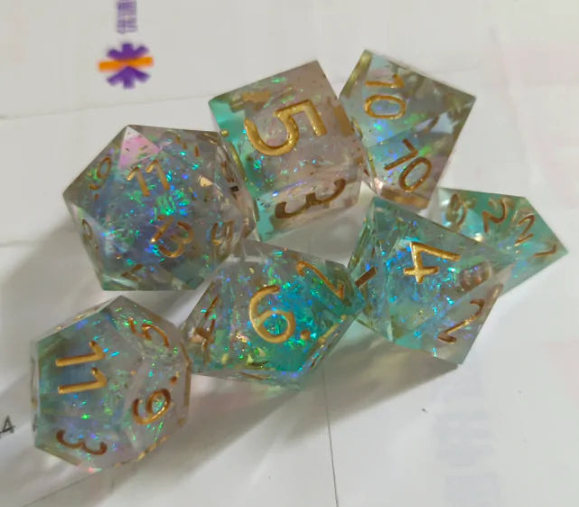 7pcs Gaming Dice - Tabletop RPG Resin Dice Set - Role Playing Board Game