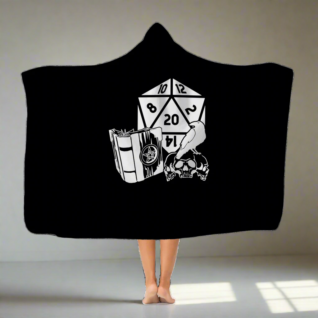 Raven Fantasy RPG Dice Hooded Blanket | Dungeon Master | Tabletop RPG | Tabletop Games | RPG Blanket | Role Playing Game Hooded Blanket Main image