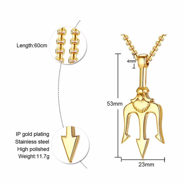 Cool Trident Pendant Necklace