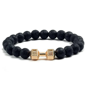 Gym Dumbbell Fitness Natural Volcanic Stone Bracelet