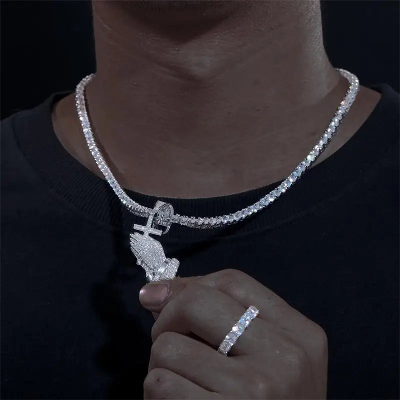 Cross Pray Hand Pendant Necklace | God Faith Jesus Necklace