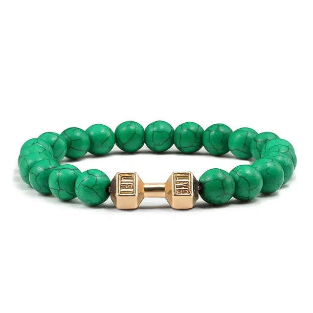 Gym Dumbbells Bracelet With Volcanic Lava Stone | Workout Fitness Gym Bracelet