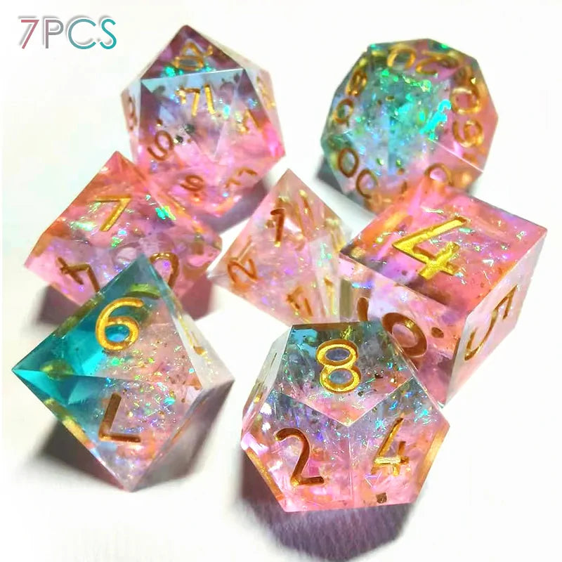 7pcs Gaming Dice - Tabletop RPG Resin Dice Set - Role Playing Board Game