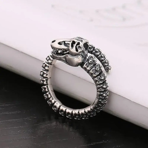 Adjustable Retro Dinosaur Skull Ring | Dino Skeleton Punk Rock Ring