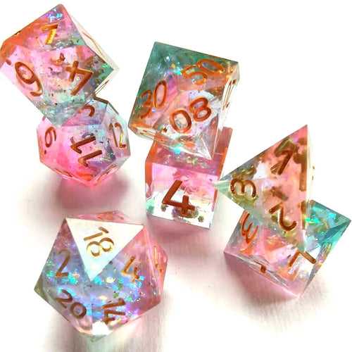 7pcs Gaming Dice - Tabletop RPG Resin Dice Set - Role Playing Board Game