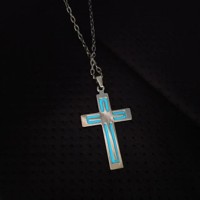 Stainless Steel Glow In The Dark Cross Necklace Main image