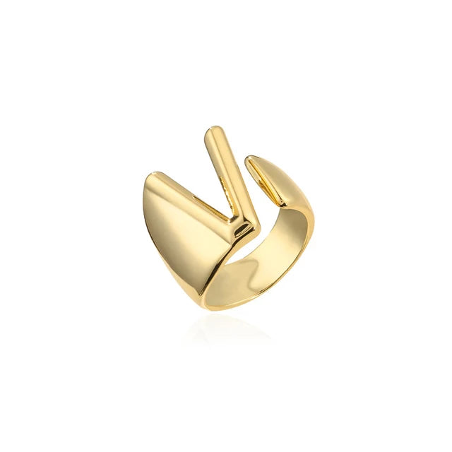 Adjustable Gold Alphabet Ring