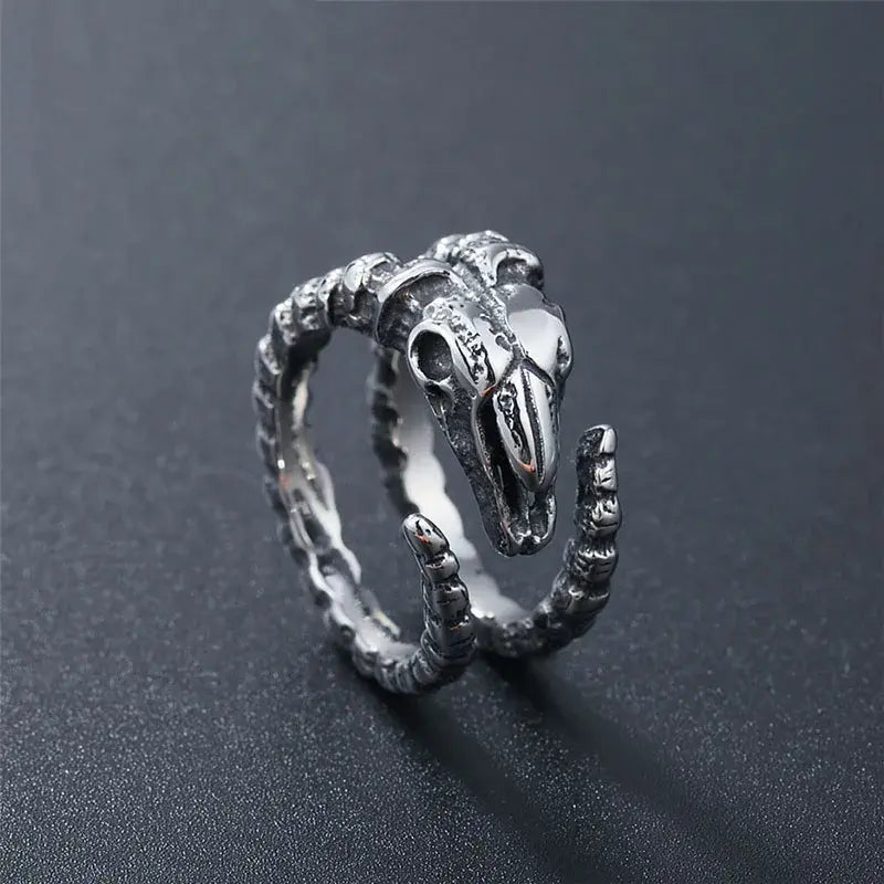 Adjustable Retro Dinosaur Skull Ring | Dino Skeleton Punk Rock Ring