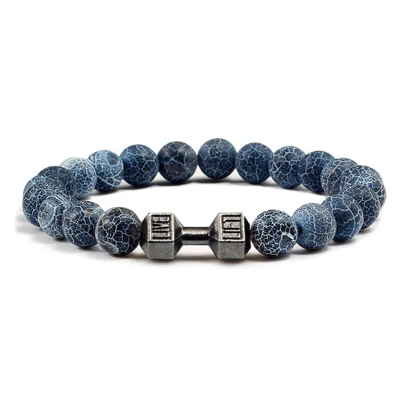 Gym Dumbbell Fitness Natural Volcanic Stone Bracelet