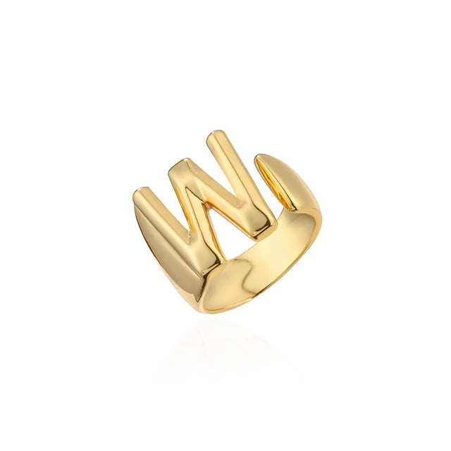 Adjustable Gold Alphabet Ring