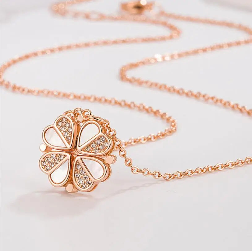 Four Leaf Clover Heart Shape Necklace Secondary image