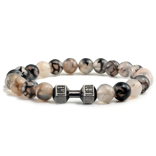 Gym Dumbbell Fitness Natural Volcanic Stone Bracelet
