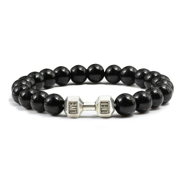 Gym Dumbbell Fitness Natural Volcanic Stone Bracelet