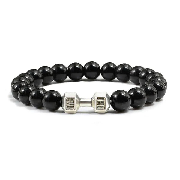 Gym Dumbbell Fitness Natural Volcanic Stone Bracelet