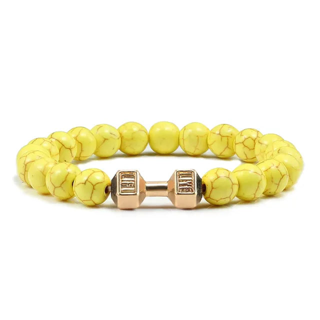 Gym Dumbbell Fitness Natural Volcanic Stone Bracelet