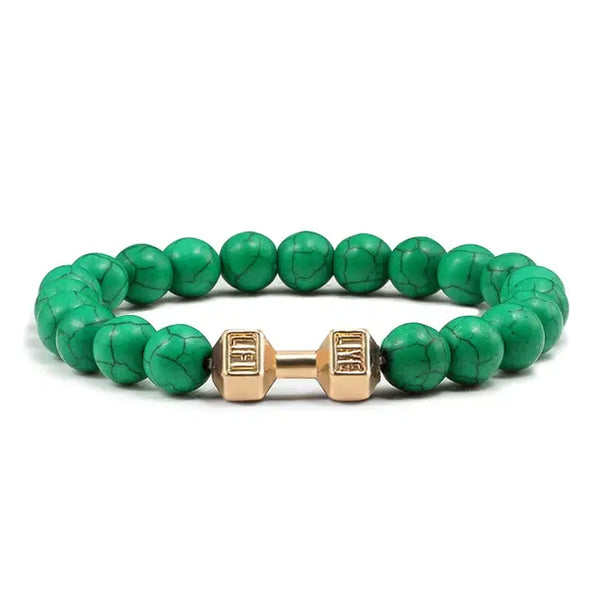 Gym Dumbbells Bracelet With Volcanic Lava Stone | Workout Fitness Gym Bracelet