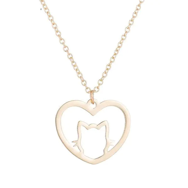 Cute Cat Heart Necklace | Cat Necklace