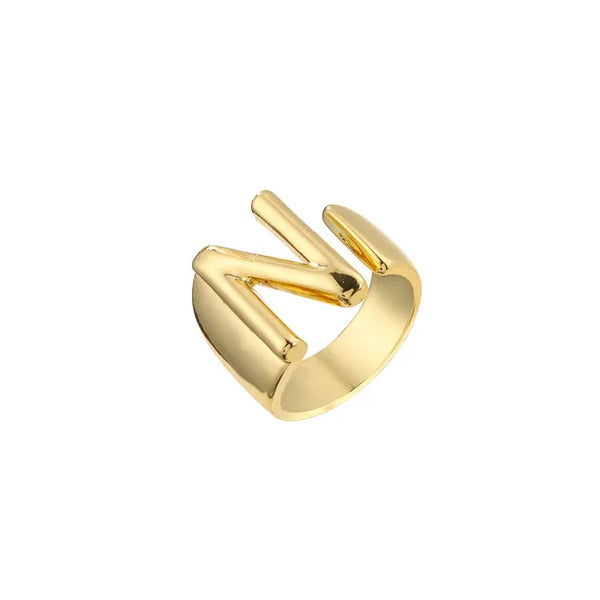 Adjustable Gold Alphabet Ring