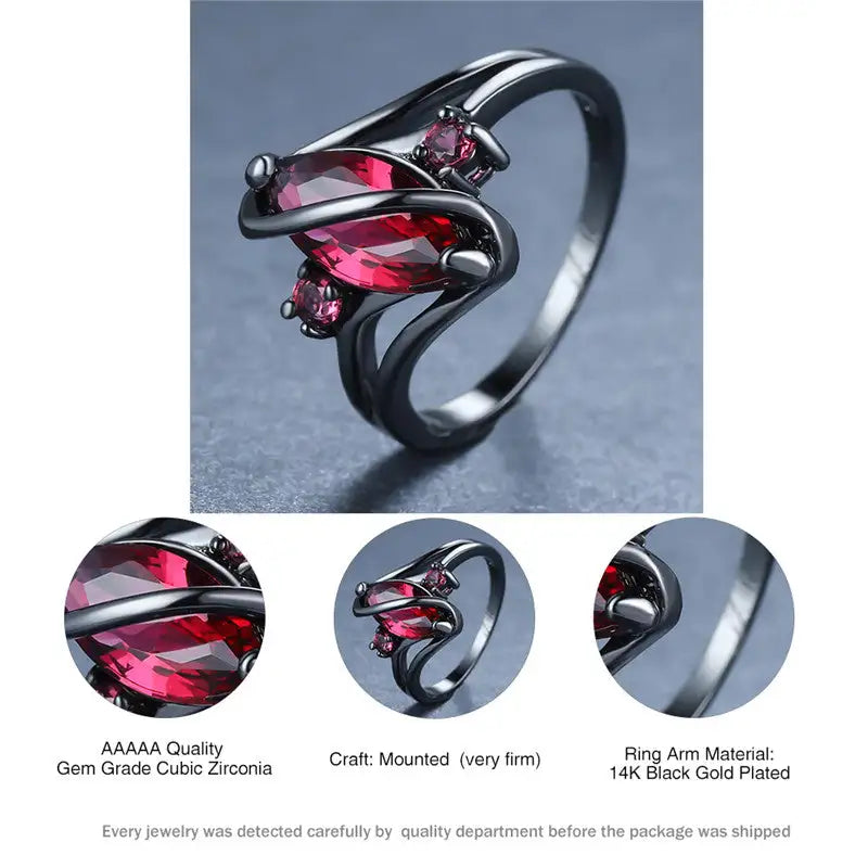 Women's Red Crystal Ring