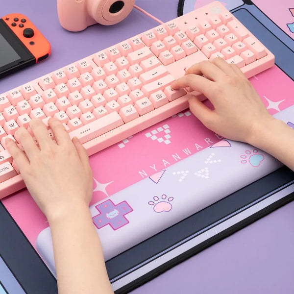Kawaii Cute Pink Cat Ears Mouse Pad | Super Cute Mouse Mat Gift for Girls | Pink Gaming Mouse Pad