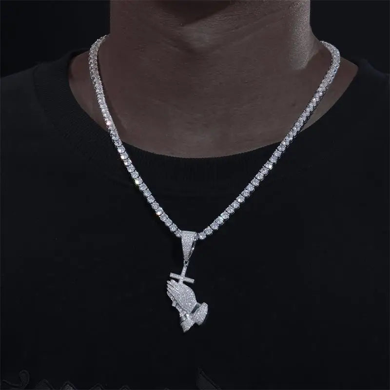 Cross Pray Hand Pendant Necklace | God Faith Jesus Necklace