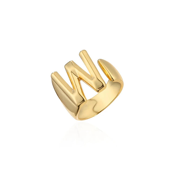 Adjustable Gold Alphabet Ring