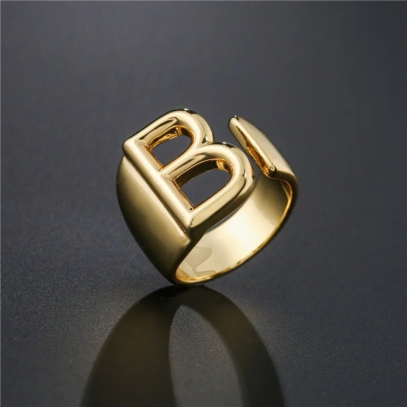 Adjustable Gold Alphabet Ring