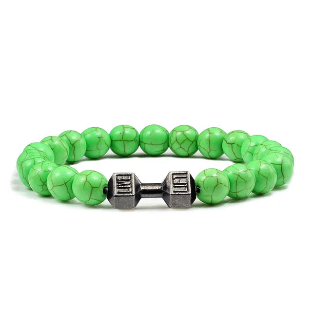Gym Dumbbell Fitness Natural Volcanic Stone Bracelet