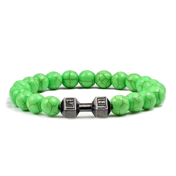 Gym Dumbbell Fitness Natural Volcanic Stone Bracelet