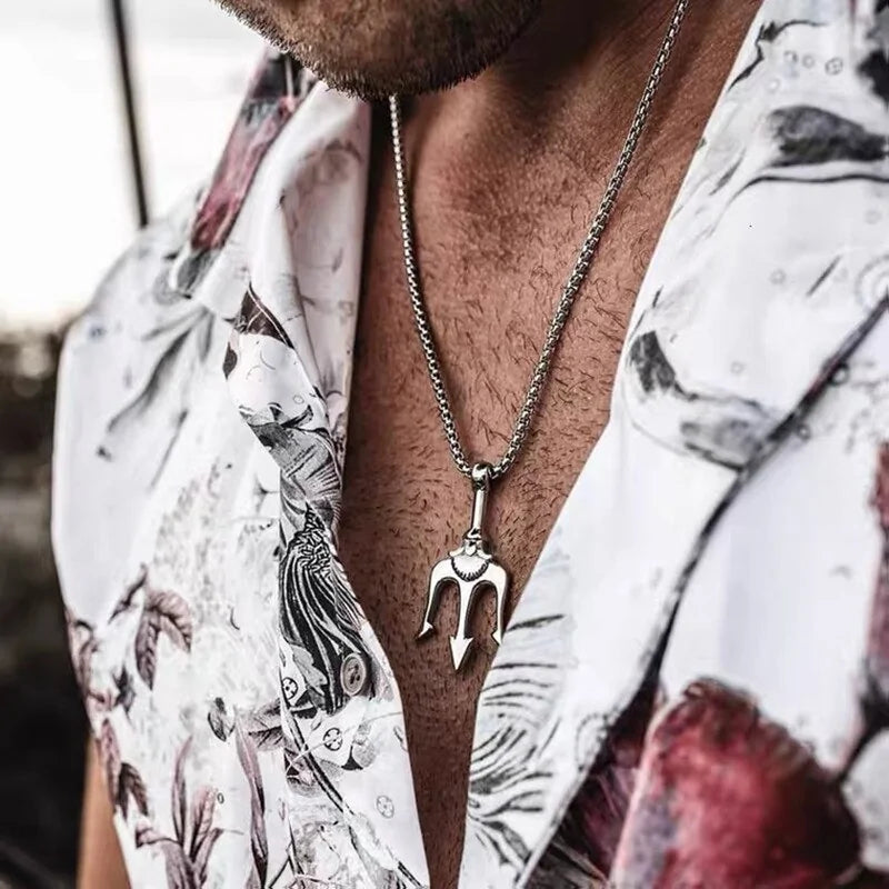 Cool Trident Pendant Necklace