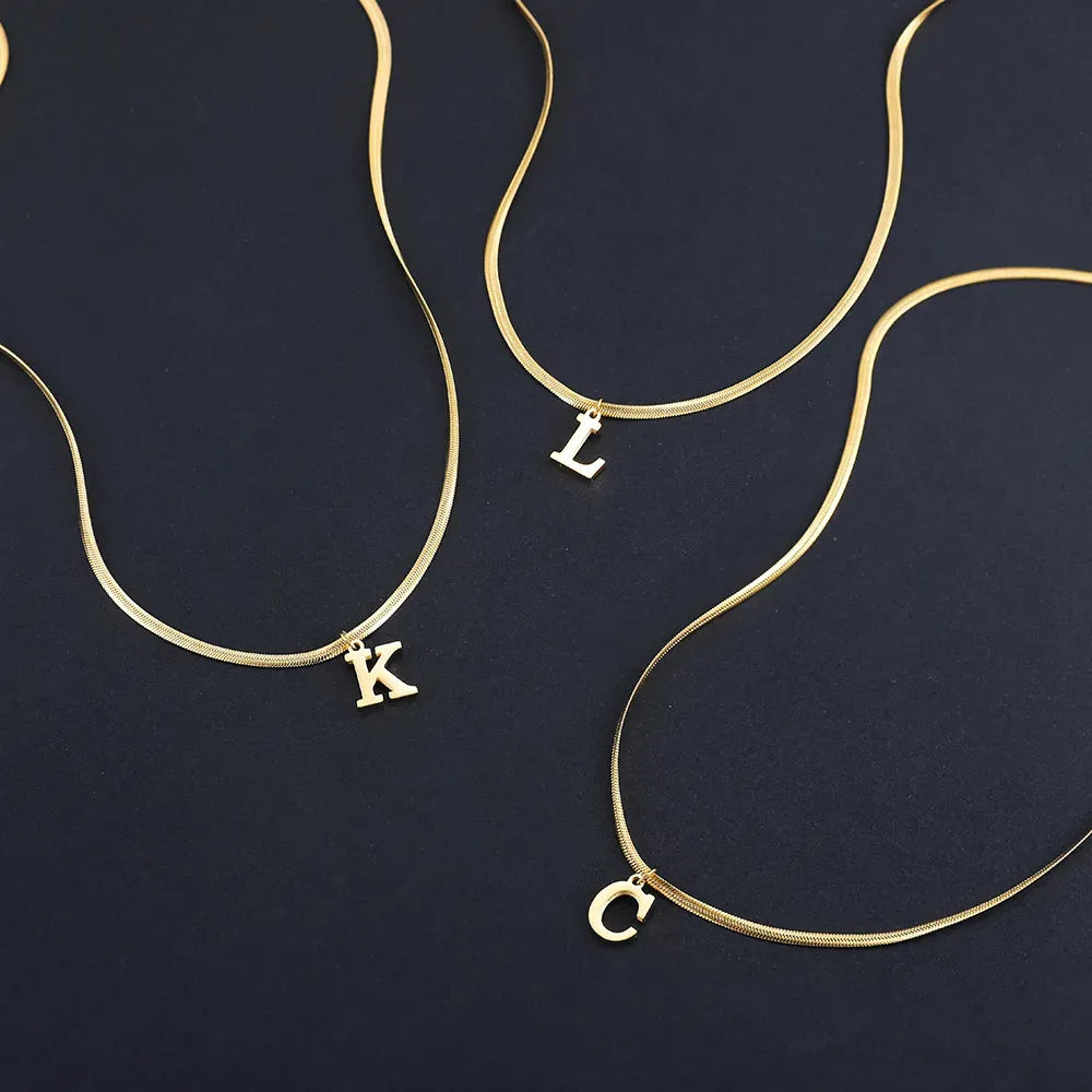 Elegant A-Z Stainless Steel Pendant Necklace