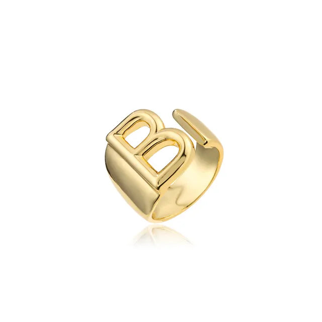 Adjustable Gold Alphabet Ring