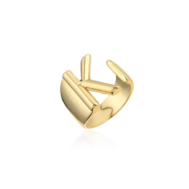 Adjustable Gold Alphabet Ring