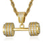 Hip Hop Iced Out Bling Rhinestone Rope Chain Barbell Gym Fitness Dumbbell