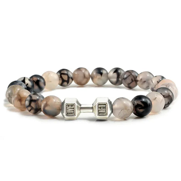 Gym Dumbbell Fitness Natural Volcanic Stone Bracelet