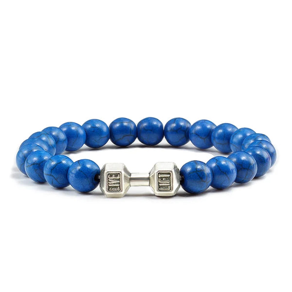 Gym Dumbbell Fitness Natural Volcanic Stone Bracelet