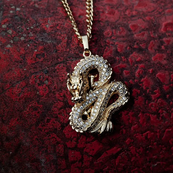 Luxury Gold Zircon Dragon Necklace