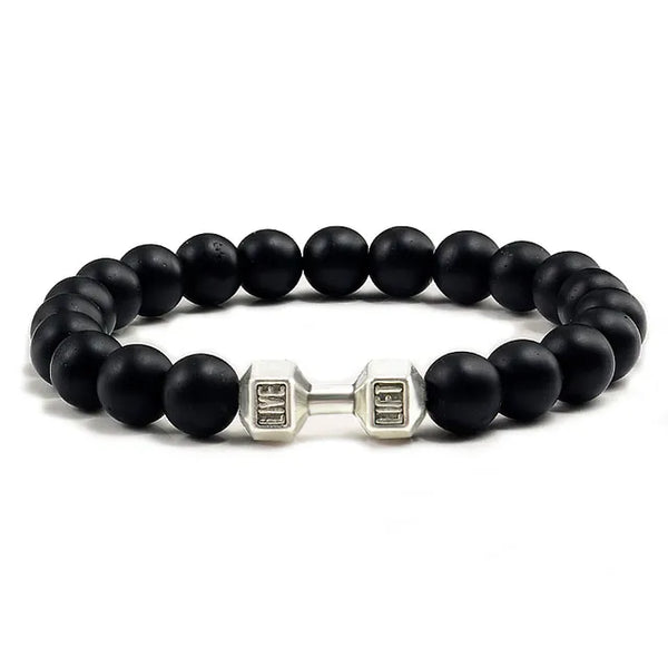 Gym Dumbbell Fitness Natural Volcanic Stone Bracelet