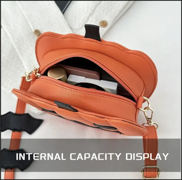 Halloween Pumpkin Crossbody Bag - Novelty Halloween Horror Shoulder Purse for Women
