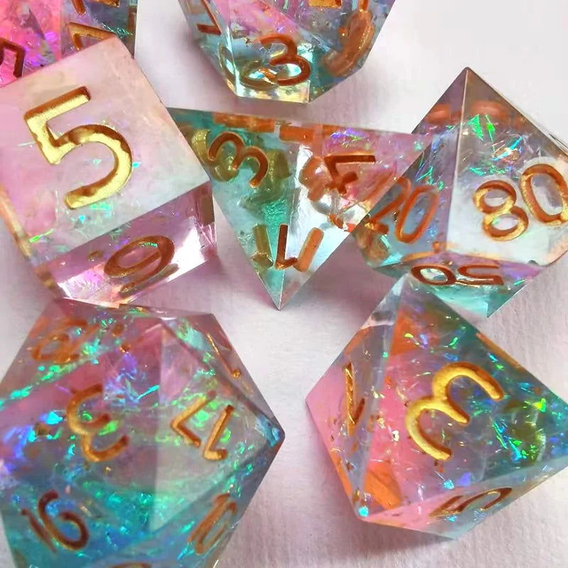 7pcs Gaming Dice - Tabletop RPG Resin Dice Set - Role Playing Board Game