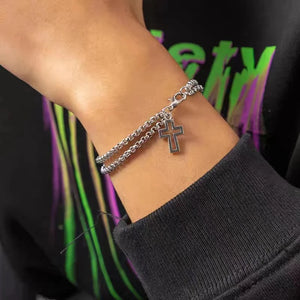 Hollow Double Chain Cross Pendant for Men Hollow Double Chain Cross Pendant for Men