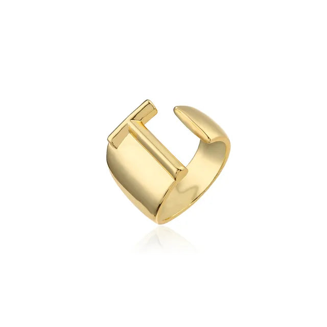 Adjustable Gold Alphabet Ring