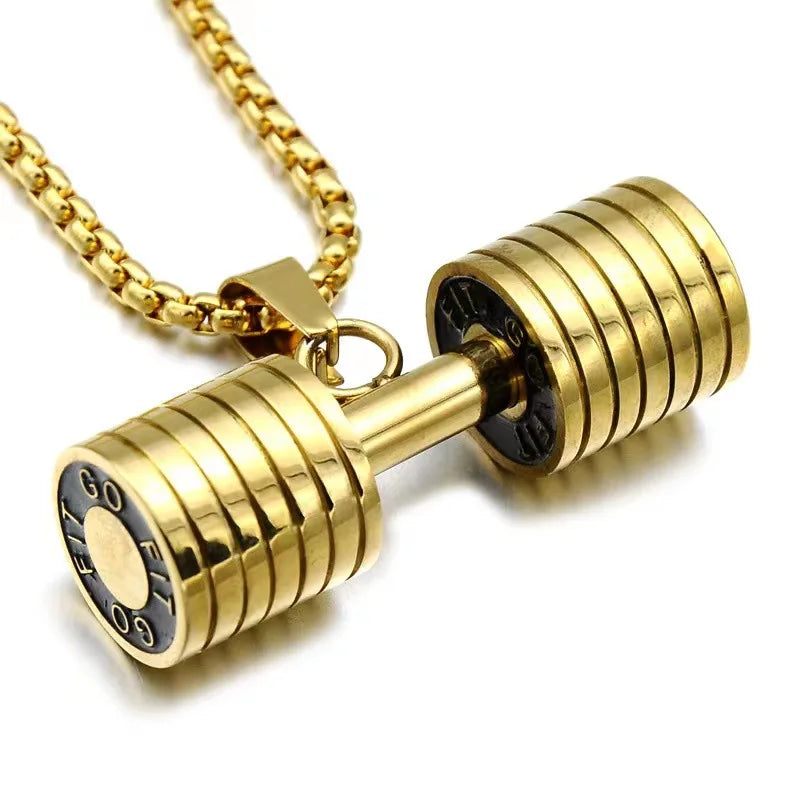 Barbell Dumbbell Gym Necklace | Fitness Jewelry Necklace Secondary image