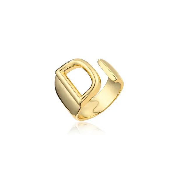 Adjustable Gold Alphabet Ring