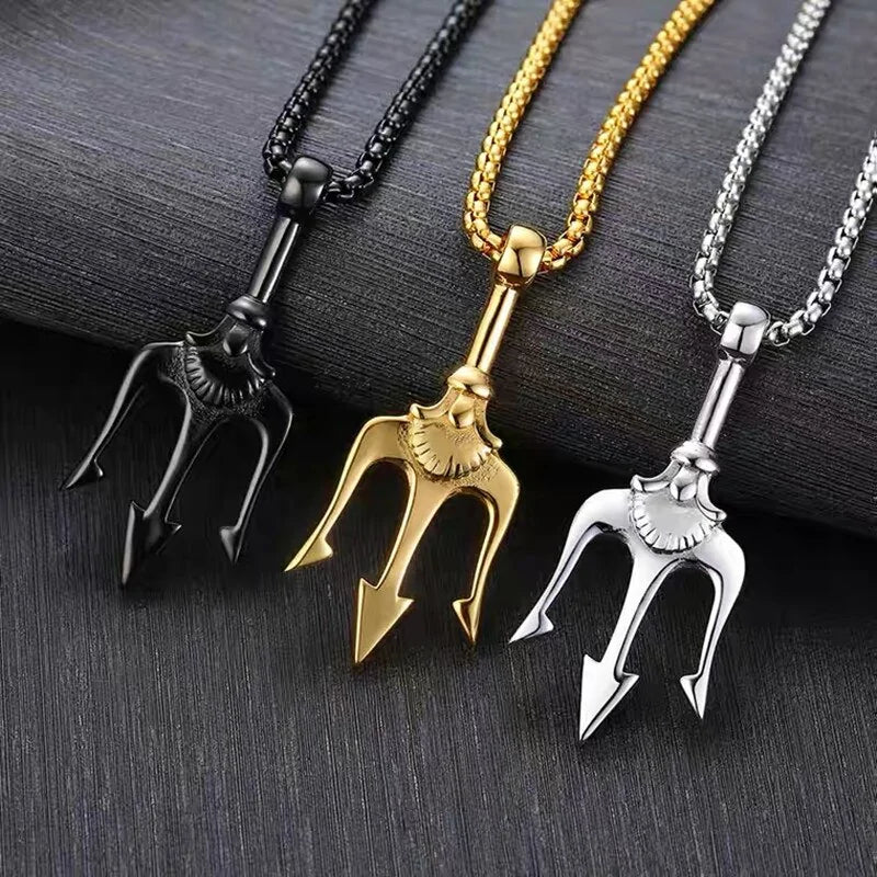 Cool Trident Pendant Necklace