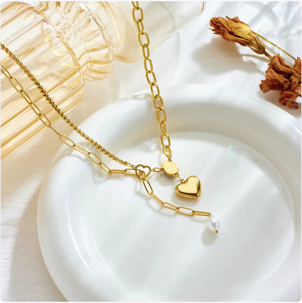Elegant Pearl Heart Pendant Necklace | Heart Necklace