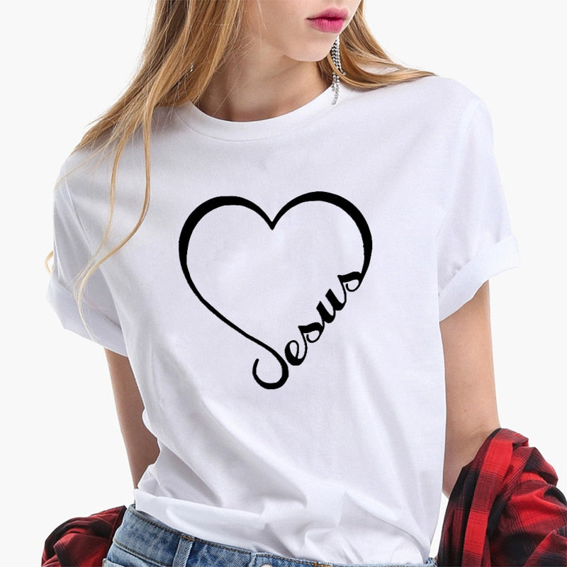 Love Jesus Faith Heart Christian T-Shirt Secondary image
