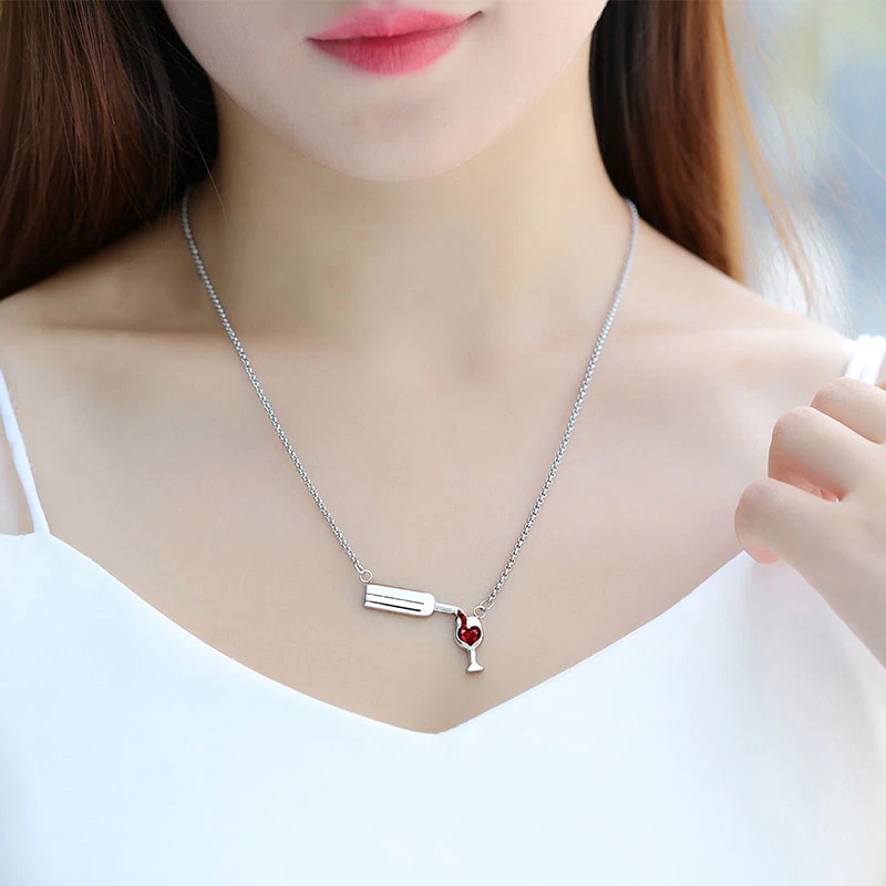 wine glass necklace, wine necklace Main image
