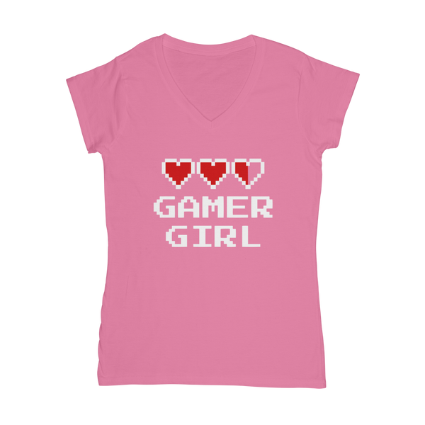 Gamer Girl Video Game ﻿Classic Women's V-Neck T-Shirt