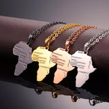 Africa Map Stainless Steel Pendant Necklace africa necklace, african necklace, africa pendant, gold africa necklace, africa pendant gold
